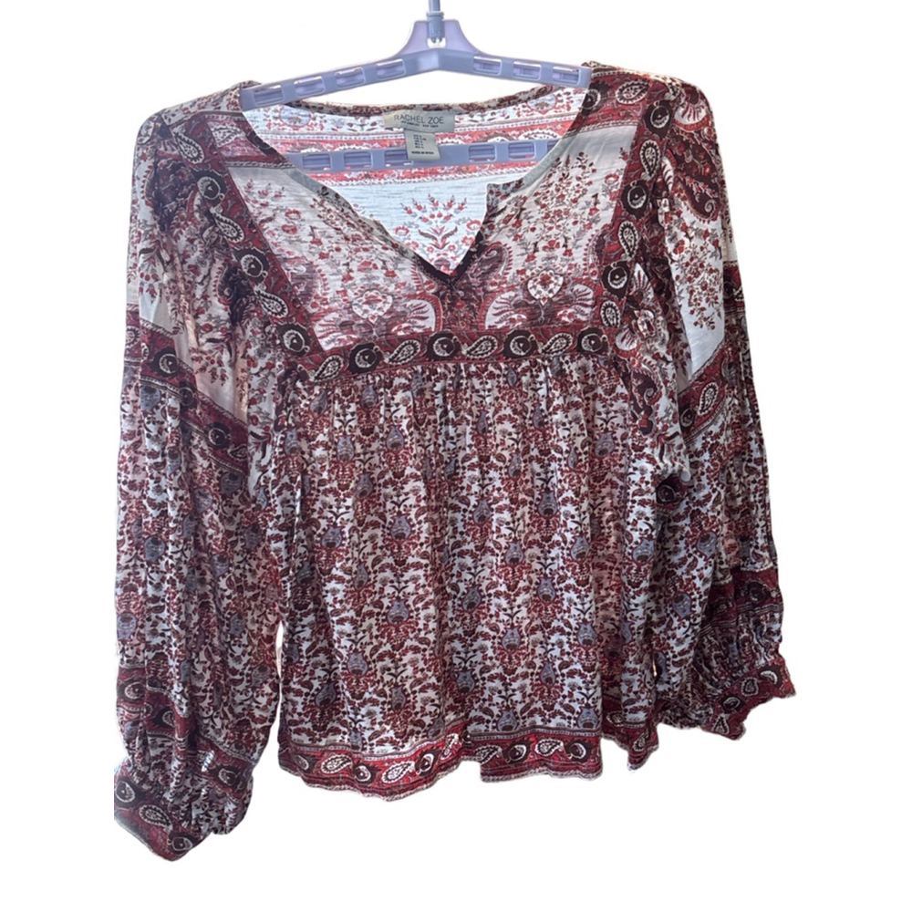 Women's Rachel Zoe Red & White Paisley Blouse L